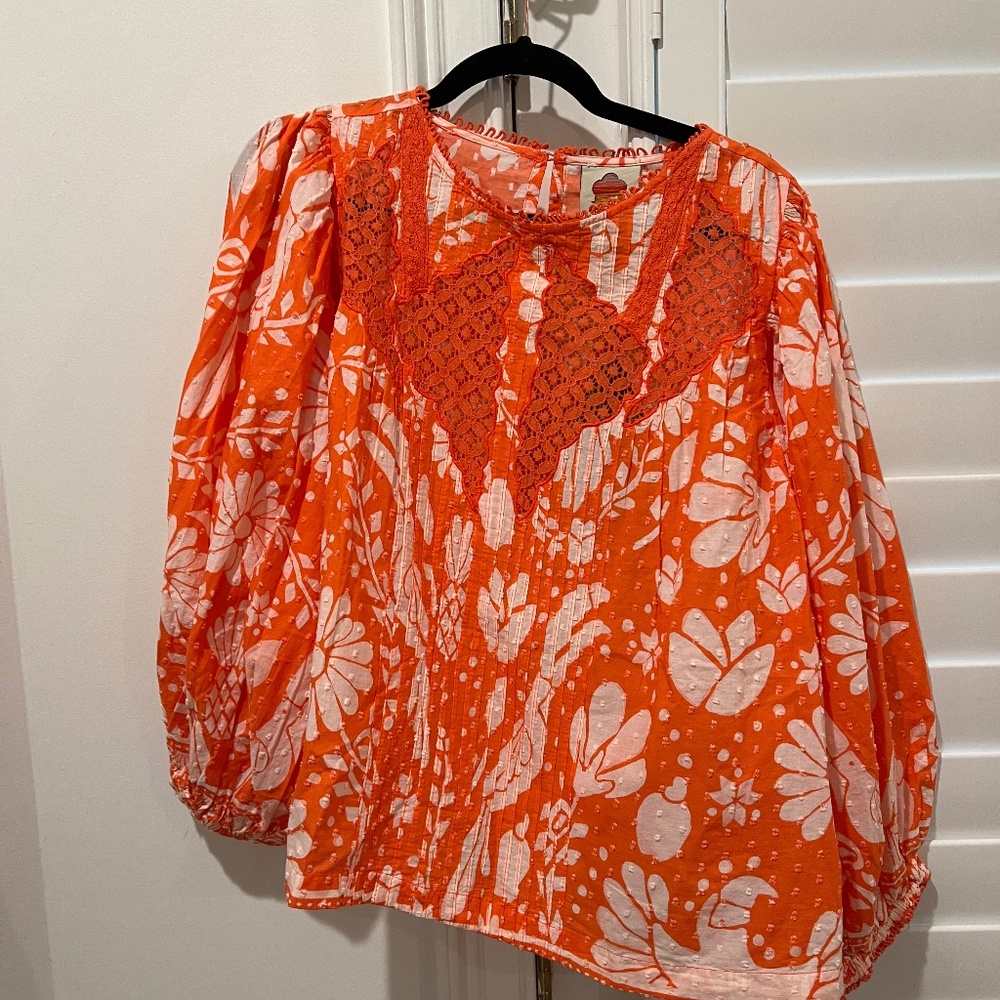 Farm rio orange neon jungle blouse